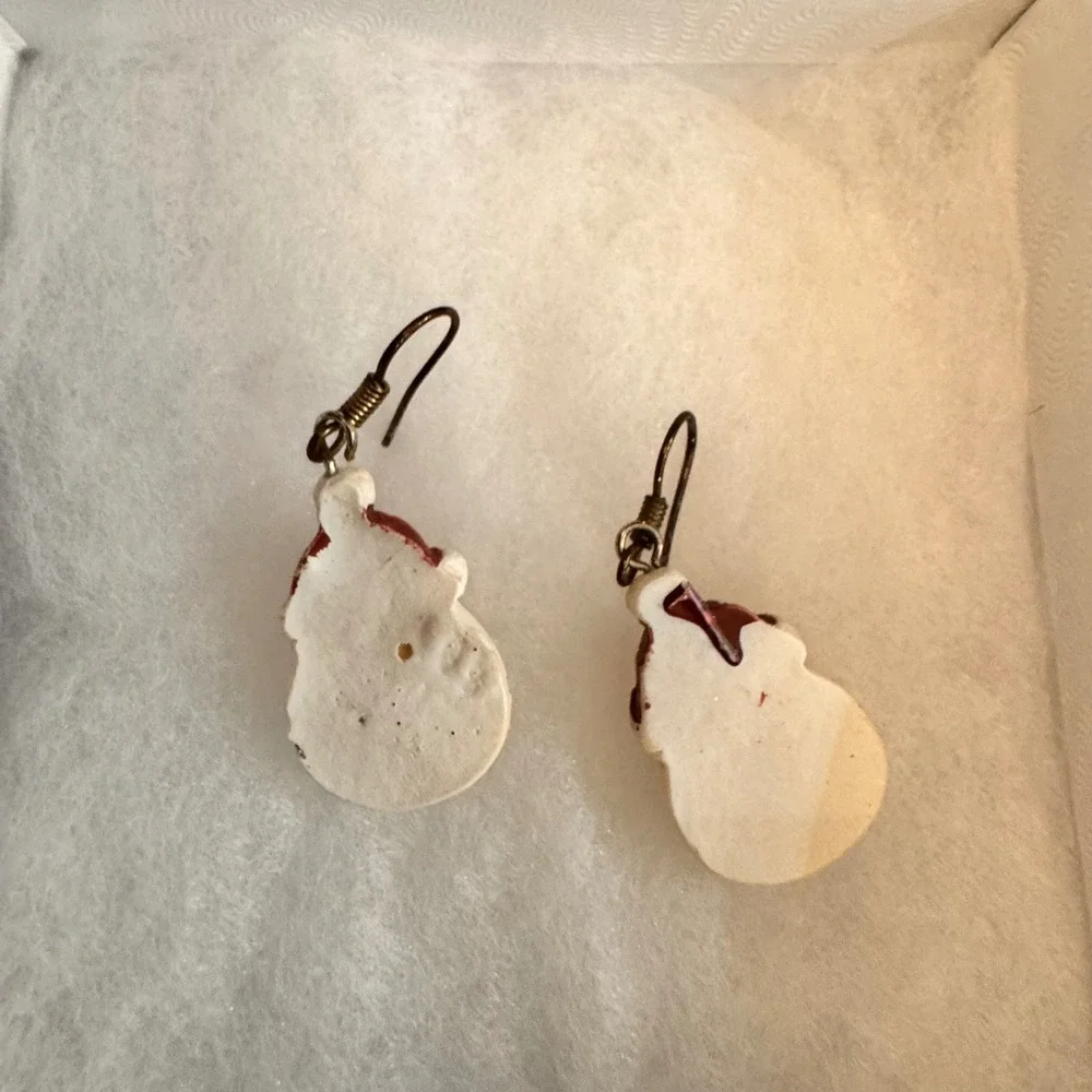 Handcrafted Cute Santa Claus  Ho Ho Ho Christmas‎ Holiday Dangle Clay Earrings